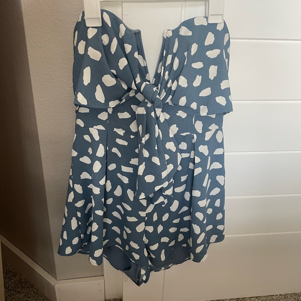 Blue polka dot romper